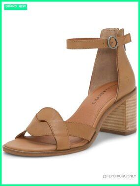 Leather Ankle Strap Block Heeled Sandals Open Toe Buckle